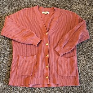 LOFT Dusty Pink Button-Up Cardigan. Size XXL.